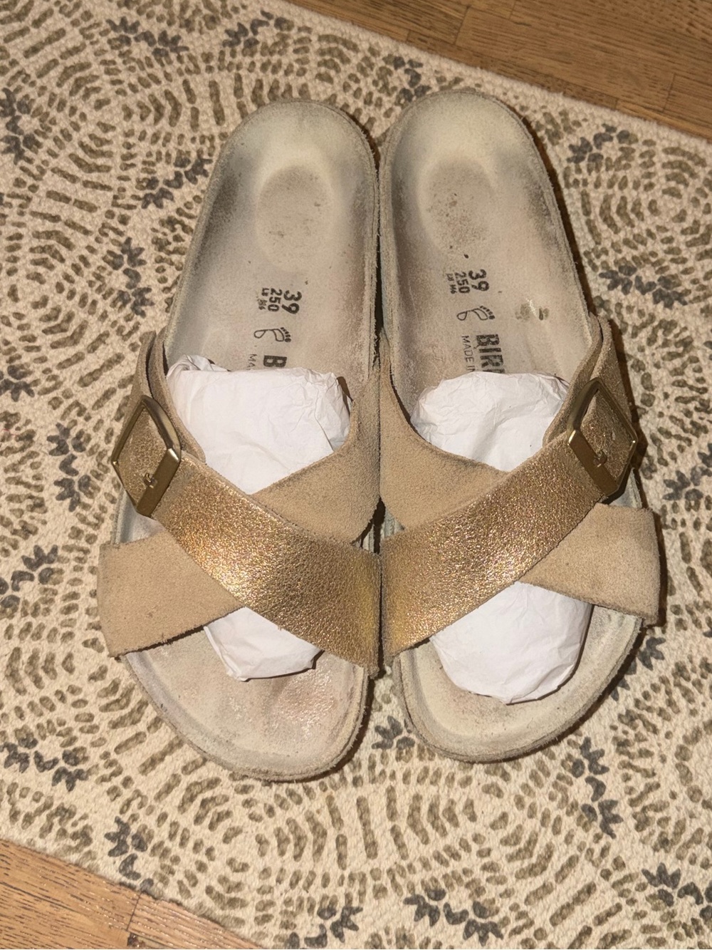 Birkenstock Siena Gold Suede Sandals